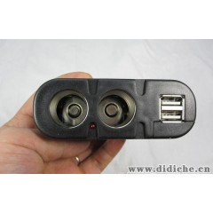 汽车点烟器 电源分支器 充电器 一分二 双USB 带显示灯 wf-0668