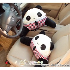 批发供应-布艺熊猫先生情侣汽车车用腰靠||靠垫||护腰枕
