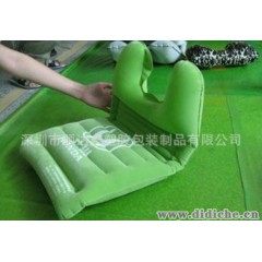 厂家低价供应绿色植绒充气枕，|多功能充气枕，汽车靠垫